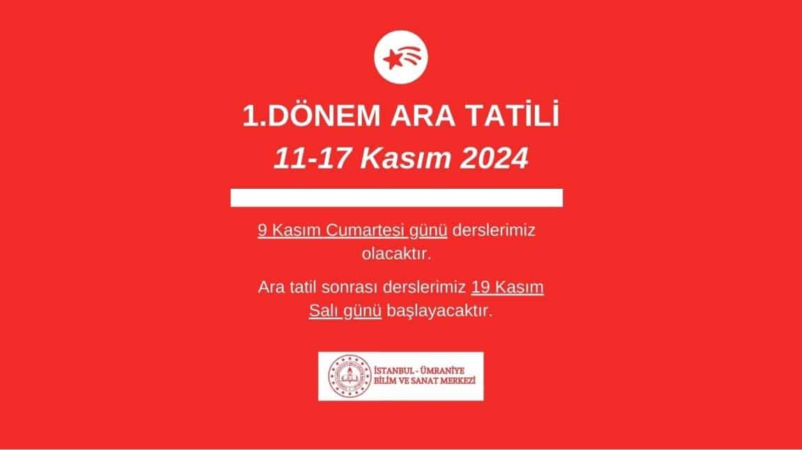 1.DÖNEM ARA TATİLİ